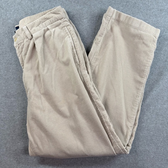 Polo‎ Ralph Lauren 33x30 Polo Cords Pleated Wide-wale Corduroy Pants Cream Tan - Picture 1 of 11